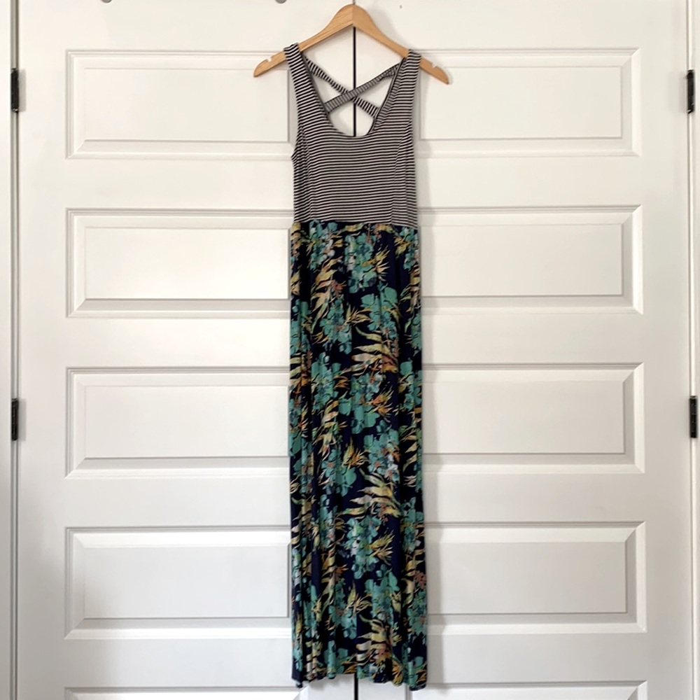Mixed-print maxi dress